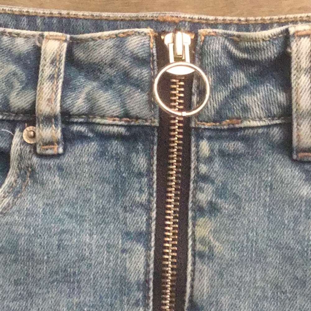 Garage Light Blue Denim Zip-Front Mini Skirt - Picture 2 of 5